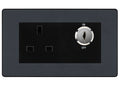 BG Evolve Matt Grey 13A Double Pole Key Controlled Socket – Black Inserts