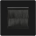 BG Screwless Matt Black Single 2 Gang Brush Cable Wall Plate TV Black
