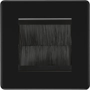 BG Screwless Matt Black Single 2 Gang Brush Cable Wall Plate TV Black by British General (BG-FFBEMS2+EMFO-1)