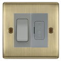 BG Nexus Metal Antique Brass 20A Double Pole Switch & 13A Fused Spur Plate | Grey Insert
