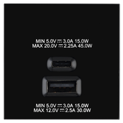 BG EMUSBAC45B Euro Module 2 Port A & C 45 USB Charging Module - Black by British General (BG-EMUSBAC45B)