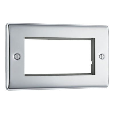 BG Nexus Polished Chrome 4 Gang Secondary Telephone Socket, Screw Terminal - Black Insert