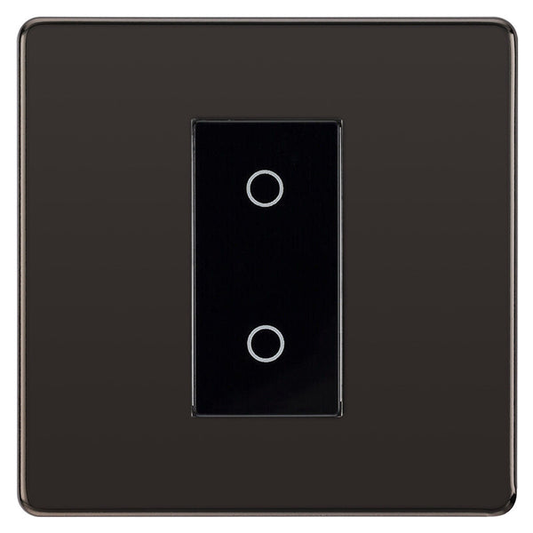 BG Nexus Screwless Black Nickel Single Secondary Touch Dimmer Switch Black Insert FBNTDS1B