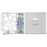 BG Screwless Brushed Steel 1 Gang RJ45 Single Data Outlet FBSRJ451 with 35mm Steel Back Box