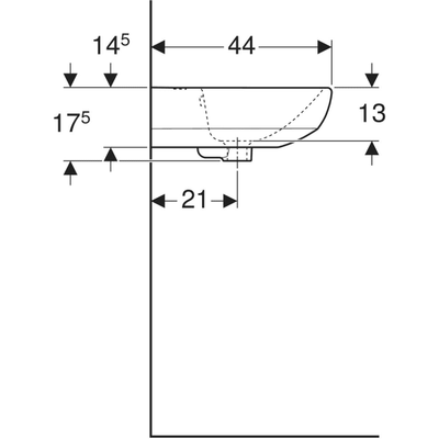 Geberit Selnova Countertop Basin 550mm - 1 Tap Hole - 501.060.00.6 by Geberit (Geberit-501.060.00.6)
