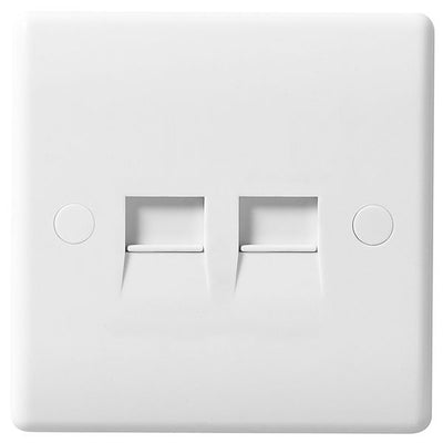 BG 8BTM/2 Moulded Round Edge | White | 2 Gang Master Telephone Socket (Screw) by British General (BG-8BTM/2)