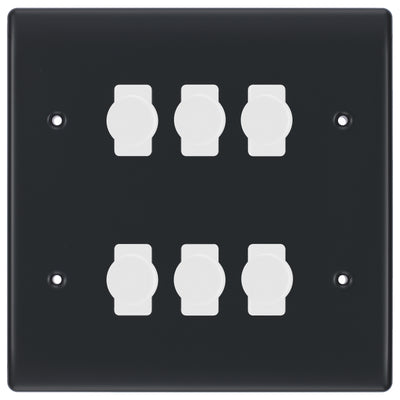 BG Part M 6 Gang Custom Grid Switch Plate with 6x Intelligent Dual Mode Dimmers – Graphite/White