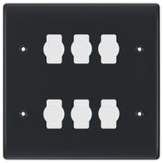 BG Part M 6 Gang Custom Grid Switch Plate with 6x Intelligent Dual Mode Dimmers – Graphite/White