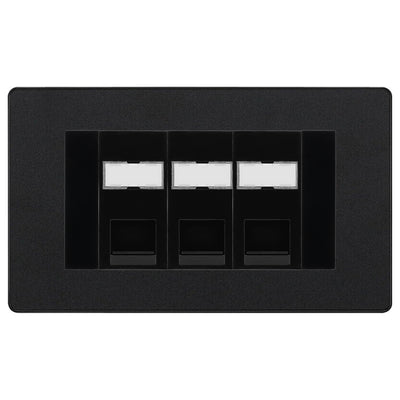 BG Evolve Matt Black 3 Gang RJ45 Cat5e Data Socket Black Inserts