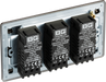 FBN83 Back -This trailing edge triple dimmer switch from British General allows you to control your light levels and set the mood. The intelligent electronic circuit monitors the connected load and provides a soft-start with protection against thermal, current and voltage overload.