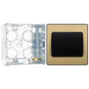 BG Evolve Satin Brass 1G Wide Rocker Light Switch PCDSB12WB with 35mm Steel Back Box
