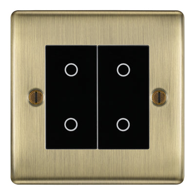 BG Nexus Antique Brass Double Master Touch Dimmer Switch - Black Insert by British General (BG-EMTDMB+NABEMS2)