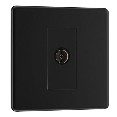 BG Screwless Matt Black 1 Gang Isolated Coaxial Socket FFB62 with 25mm Steel Back Box