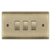 BG Nexus Antique Brass 3 Gang Intermediate Custom Grid Light Switch by British General (BG-NEXUS-AB-3G-CUSTOM-3x-INT-SWITCH)