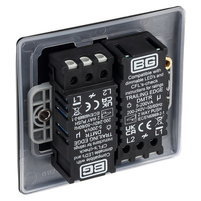 BG Nexus Matt Black 200W 2 Way Double Trailing Edge Dimmer Switch NFB82 with 25mm Steel Back Box