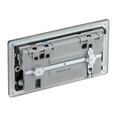 BG Screwless Black Nickel 13A Double USB 45W A+C Ports FBN22UAC45B by British General