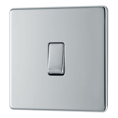 BG Screwless Polished Chrome 20A 16AX Intermediate Light Switch FPC13 with 25mm Steel Back Box