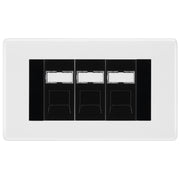 BG White Moulded 3 Gang RJ45 Cat6 Data Socket Outlet Black Inserts by British General (BG-NWMRJ453B)