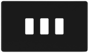 BG RFFB3 Screwless Matt Black Steel 3 Gang Front Cover Plate by British General (BG-RFFB3)