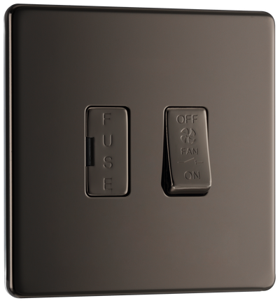 BG Electrical FBN15F Nexus Flatplate Screwless Black Nickel 10A 3 Pole Fan Isolator Switch