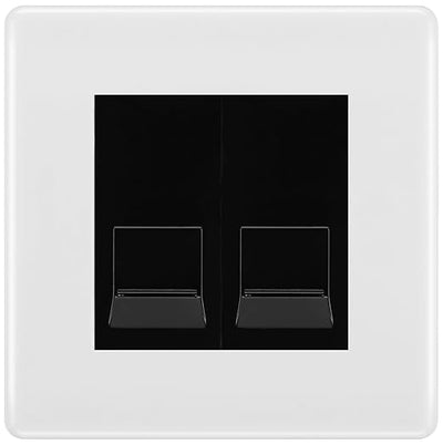 BG White Moulded Double RJ11 Telephone Socket NWMRJ112 - Black Insert by British General (BG-NWMRJ112B)