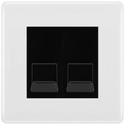 BG White Moulded Double RJ11 Telephone Socket NWMRJ112 - Black Insert by British General (BG-NWMRJ112B)