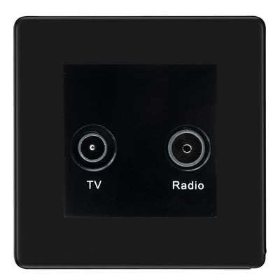 BG Screwless Matt Black TV & FM Socket FFB66B by BG Nexus (BG-FFB66B)