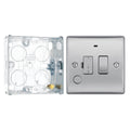 BG Nexus Brushed Steel 13A Switched Spur + Neon + Flex Outlet NBS53 with 25mm Steel Back Box