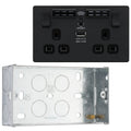 BG Evolve Matt Black Double USB Socket with WiFi Extender PCDMB22UWRB with 35mm Steel Back Box