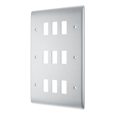 BG RNBS9 Nexus Grid Brushed Steel 9 Module Front Plate
