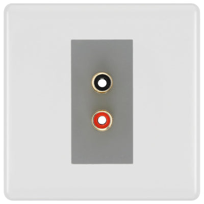 BG Nexus White Moulded Euro Module RCA X 2 Outlet NWMRCA2G by British General (BG-NWMRCA2G)