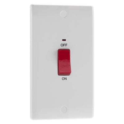 BG 872 Moulded Round Edge | White | 2 Gang 45A 2 Pole Neon Cooker Switch