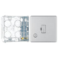 BG Screwless Brushed Steel 13A Unswitched Spur + Cable Outlet FBS55 with 35mm Steel Back Box