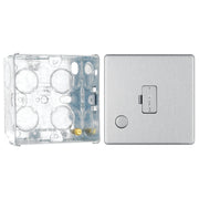 BG Screwless Brushed Steel 13A Unswitched Spur + Cable Outlet FBS55 with 35mm Steel Back Box