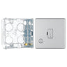 BG Screwless Brushed Steel 13A Unswitched Spur + Cable Outlet FBS55 with 35mm Steel Back Box