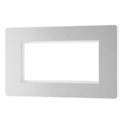 BG Evolve Brushed Steel 4 Gang Secondary Telephone Socket, Screw Terminal - White Insert