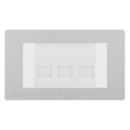 BG Evolve Brushed Steel 3 Gang Secondary Telephone Socket, Screw Terminal - White Insert