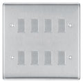 BG Brushed Steel 8 Gang Intermediate Custom Grid Light Switch with Back Box Included