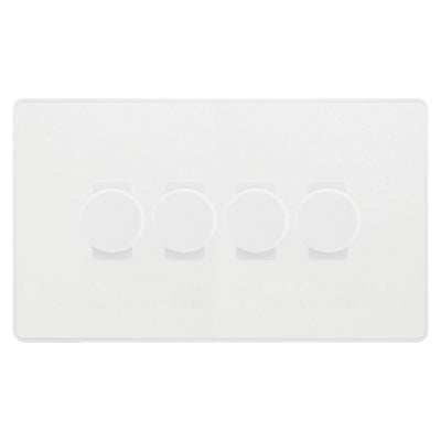 BG Evolve Pearlescent White 4 Gang Custom Grid Dimmer Switch PCDCL84W by British General (Evolve-PW-CUSTOM-4GANG-4xDIMMER)