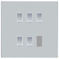 BG Polished Chrome Screwless 5 Gang Intermediate Light Switch Custom Grid Switch with Back Box Included