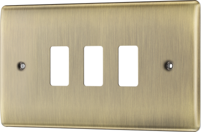 BG RNAB3 Nexus Metal Antique Brass 3 Module Grid Front Plate by British General (BG-RNAB3)