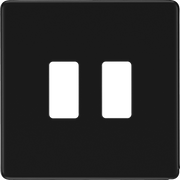 BG RFFB2 Screwless Matt Black Steel 2 Gang Front Cover Plate by British General (BG-RFFB2)