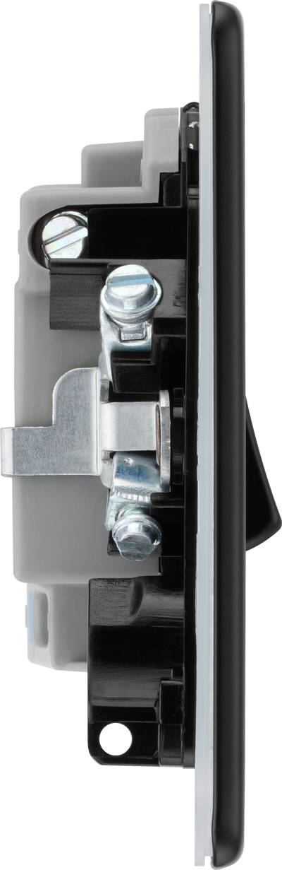 BG FFB52 Flatplate Screwless Matt Black 13A Neon Switched Fused Connection Unit by British General (BG-FFB52)