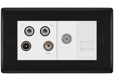 BG Nexus Metal Matt Black Quadplex Combination TV Socket NFB69W by British General (BG-NFB69W)