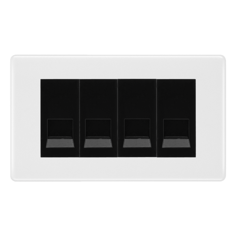 BG White Moulded 4 Gang Master Telephone Socket - Black Insert