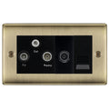 BG Nexus Antique Brass TV/FM/SAT + Return & 1 Gang Tel - Screened Triplex Socket NAB68B