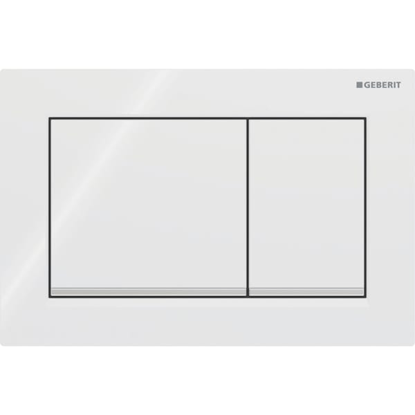 Geberit Omega20 Square WC Dual Flush Plate - White & Gloss Chrome - 115.080.KJ.1