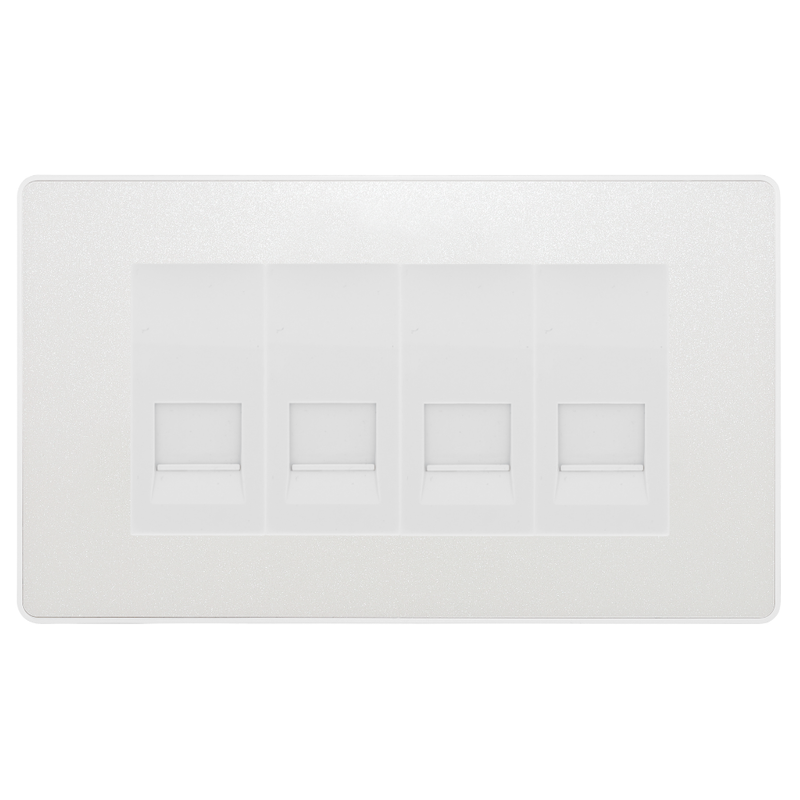 BG Evolve Pearlescent White 4 Gang Secondary Telephone Socket, Screw Terminal - White Insert