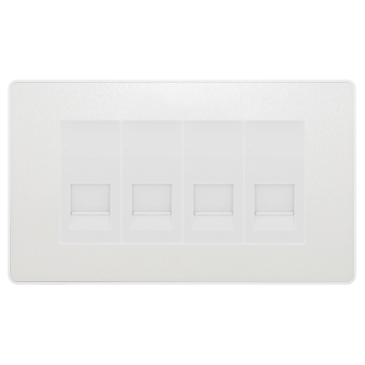 BG Evolve Pearlescent White 4 Gang Secondary Telephone Socket, Screw Terminal - White Insert by British General (BG-PCDCLEMR4W+EMBTSSW)