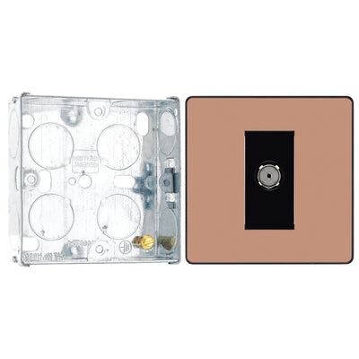 BG Evolve Polished Copper Co-Axial Socket Outlet PCDCP60B with 25mm Steel Back Box